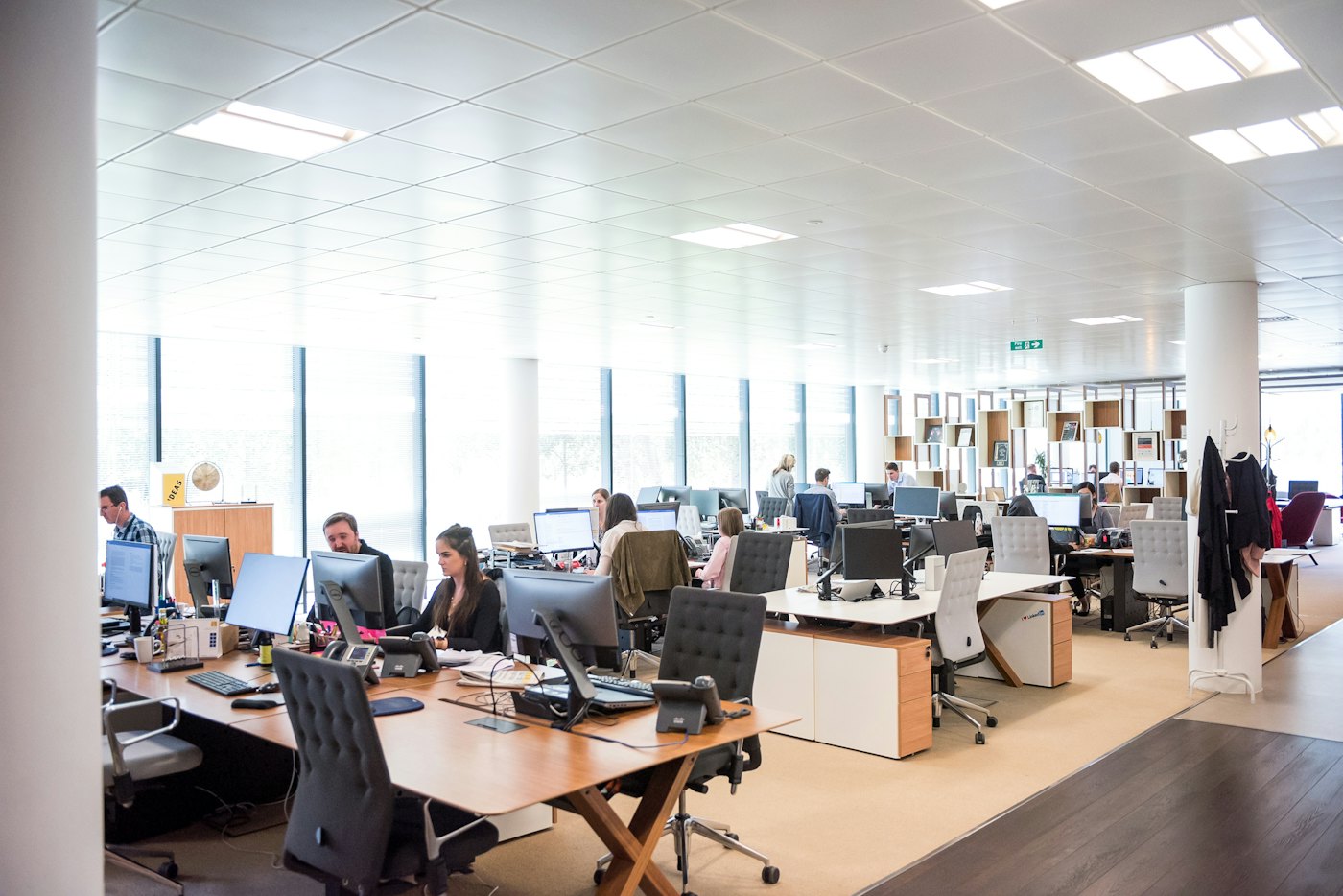 Open office with people working at desks